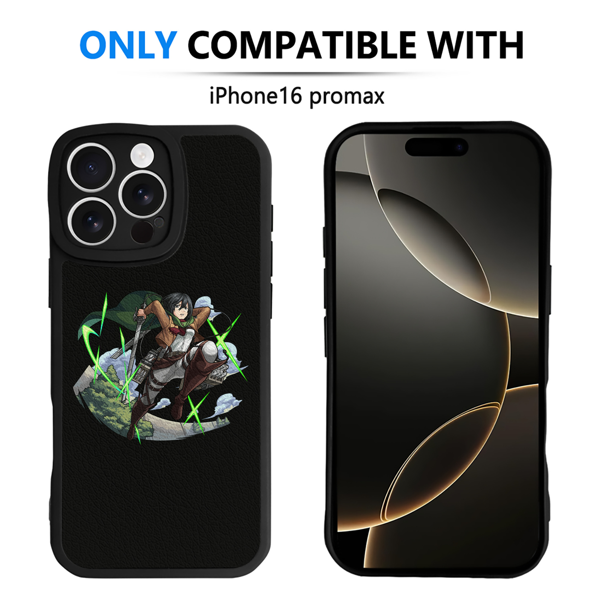 （画像用） 進撃の巨人 ミカサ·アッカーマン Attack on Titan Mikasa Ackerman 【iPhone 16シリーズ対応】シリコンスマホケース（レザー調） 材質：シリコン